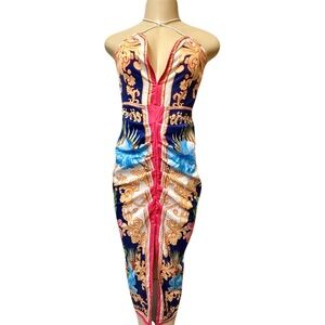 Multicolor Halter Dress with High Waist
